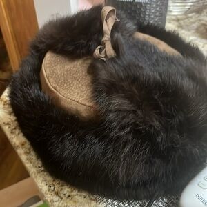 Russian Ushanka trappers hat mink and suede